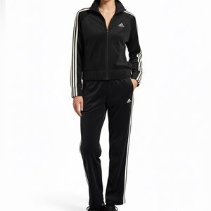 Adidas Women’s Velour Tracksuit Set - Black with Rhinestone Logo